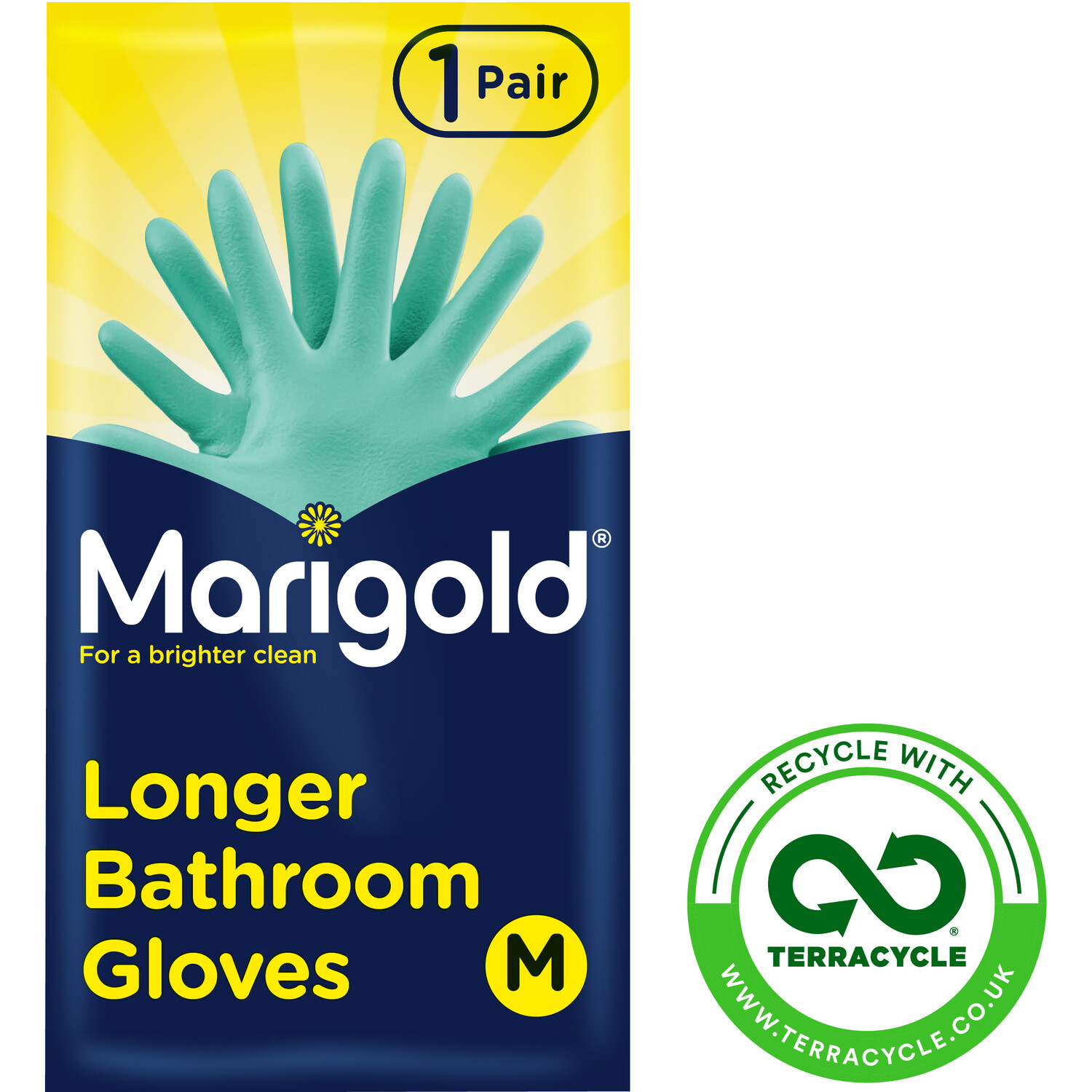 Marigold Longer Bathroom Gloves  - Blue / Medium