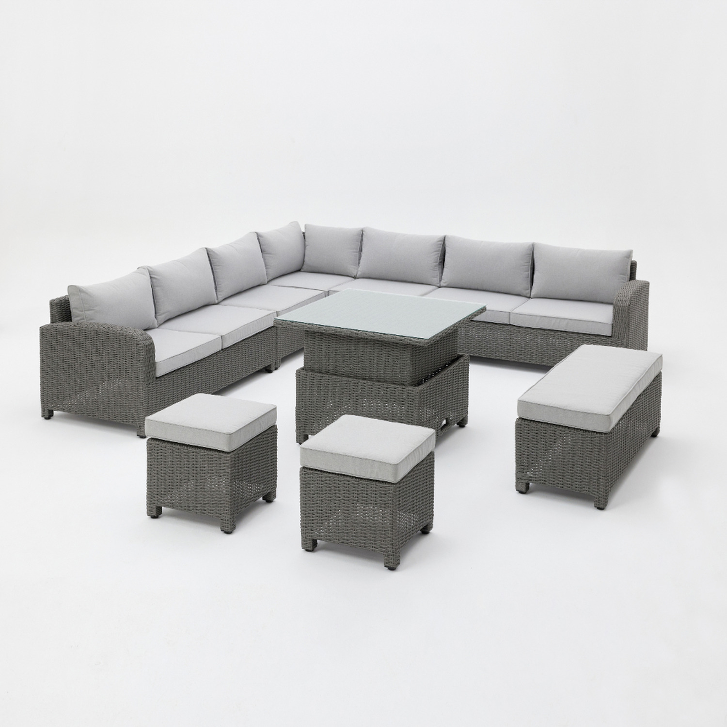 Grs Segrada L-Shaped Garden Furniture - Dark Grey / 7 / Rising Table