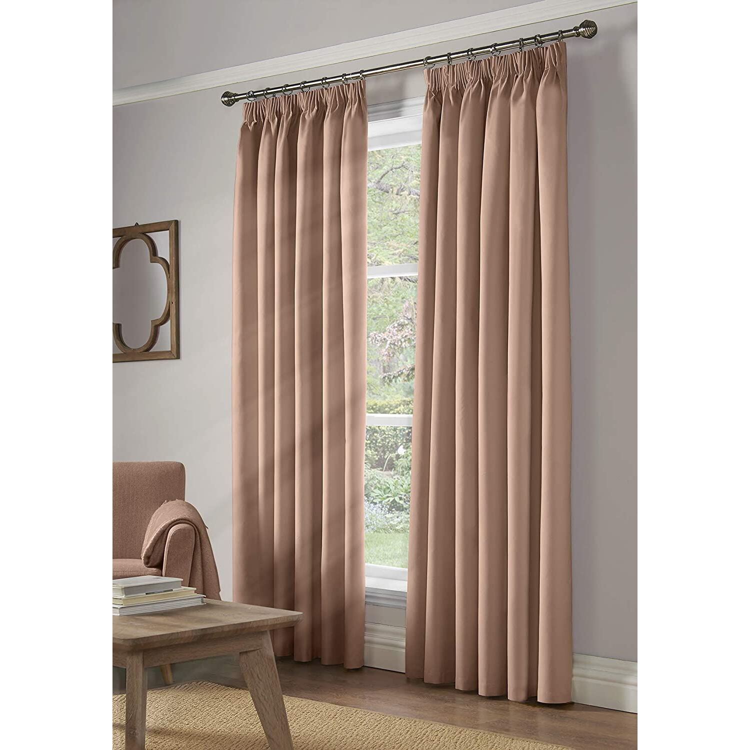 100 Blackout Pencil Pleat Curtains - Pink / 137cm / 104cm