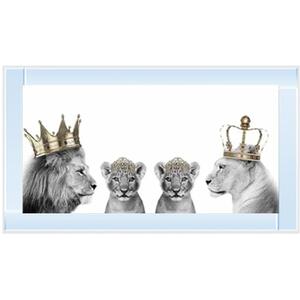 Lion Family 2 Girls Glitter Liquid Wall Art Dcor