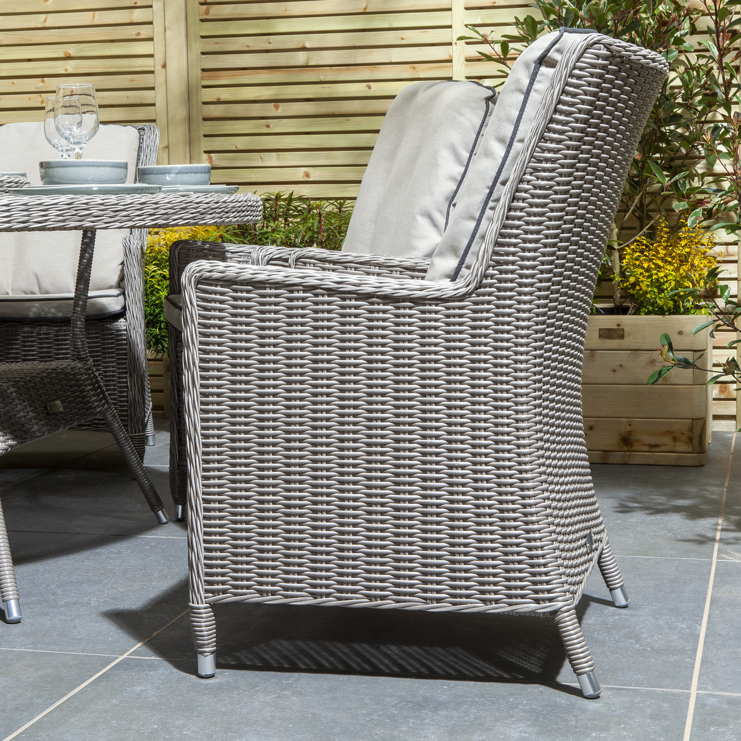 Prestbury 6 Seater Rattan Dining Set - Natural Stone