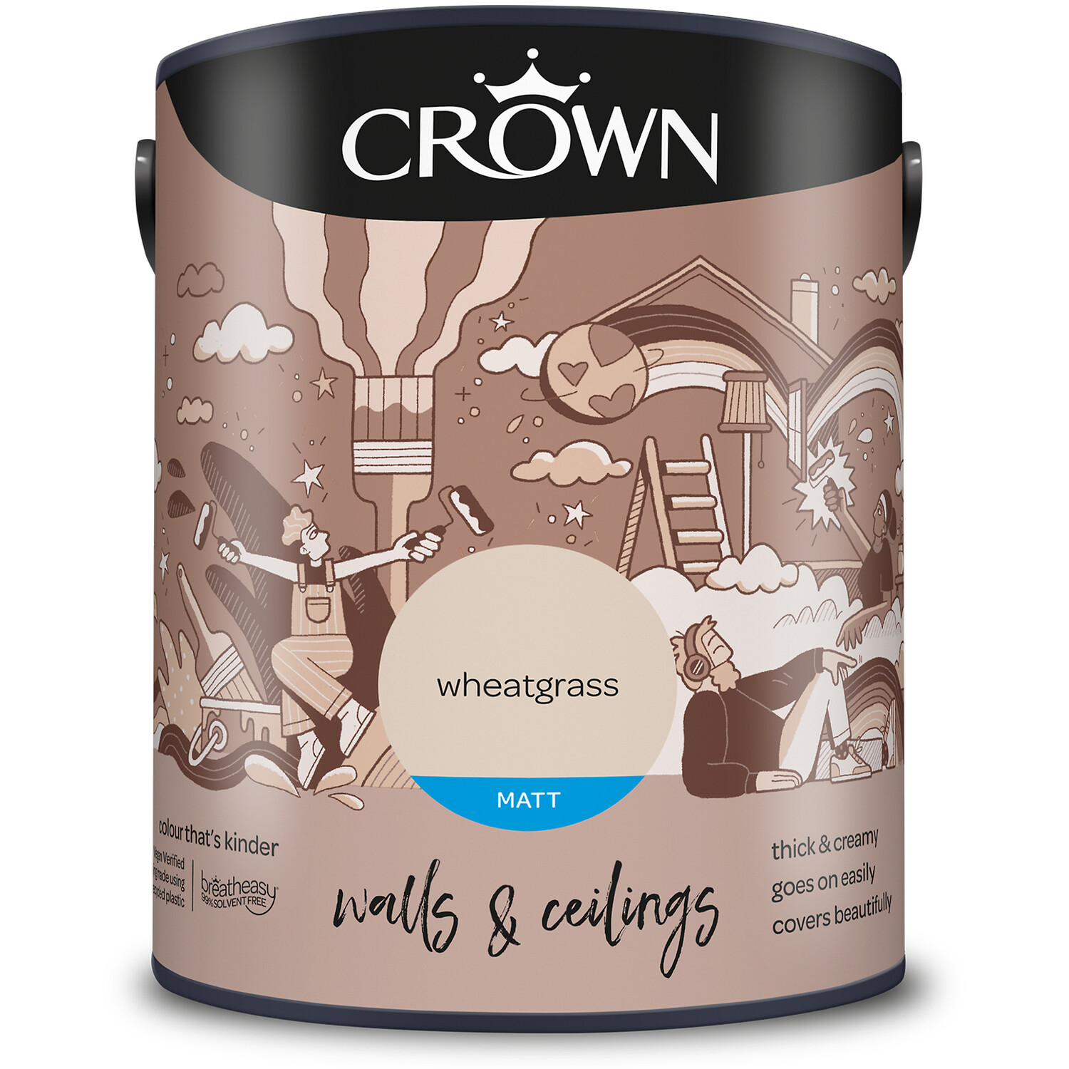 Crown Breatheasy Matt Emulsion Paint 5L - Wheatgrass