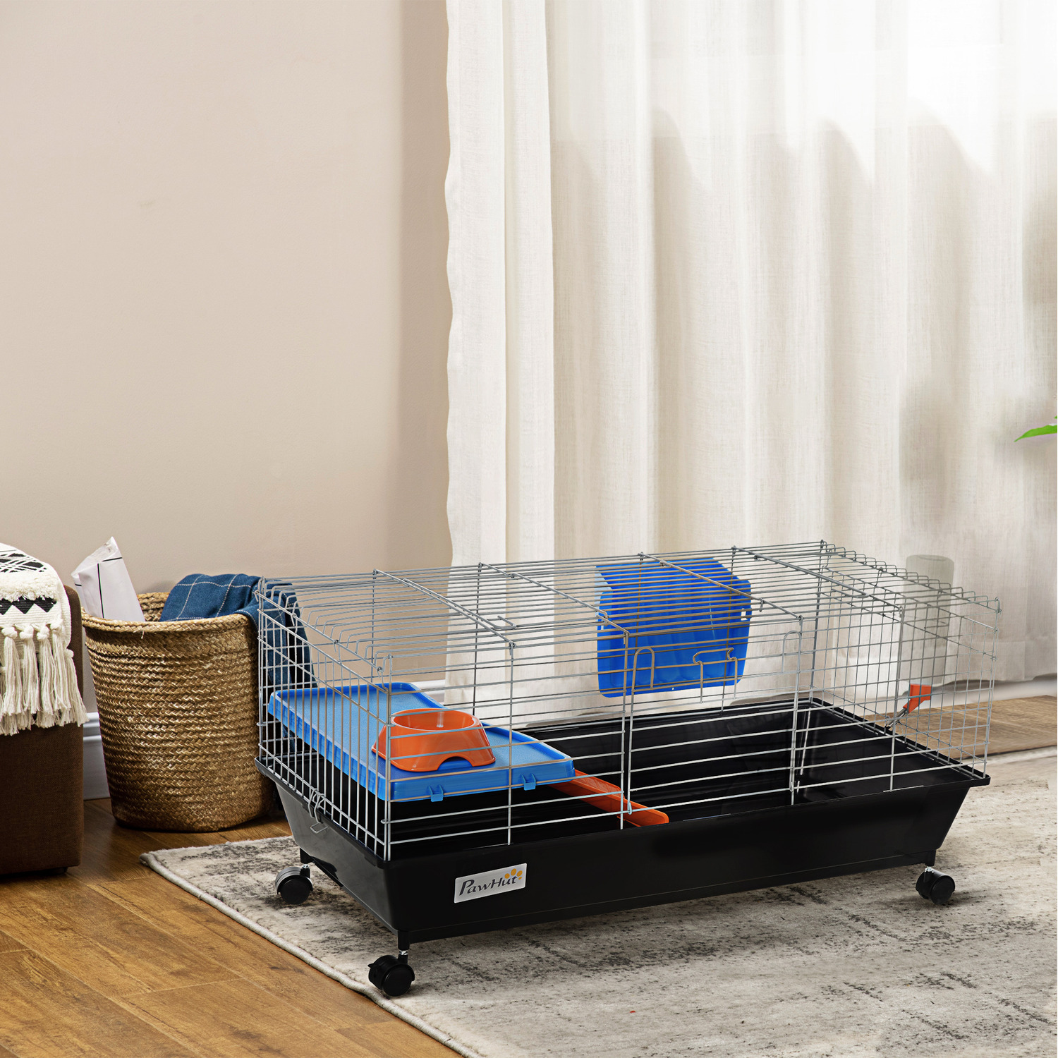Pawhut Small Animal Cage Hutch - Black / S
