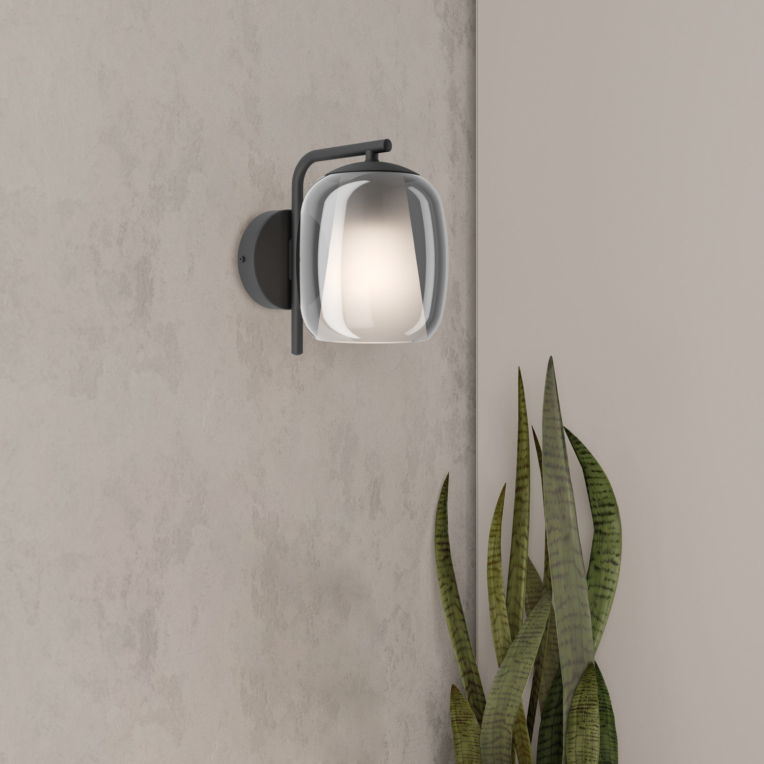 Ciampino Glass Modern Wall Light - Black