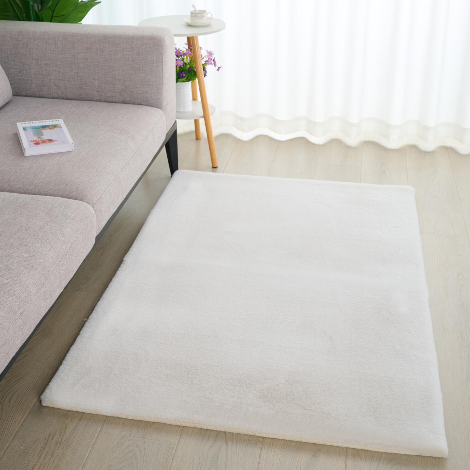 Lux Rabbit Faux Fur Cloud Rug 100 x 150cm - Image 2