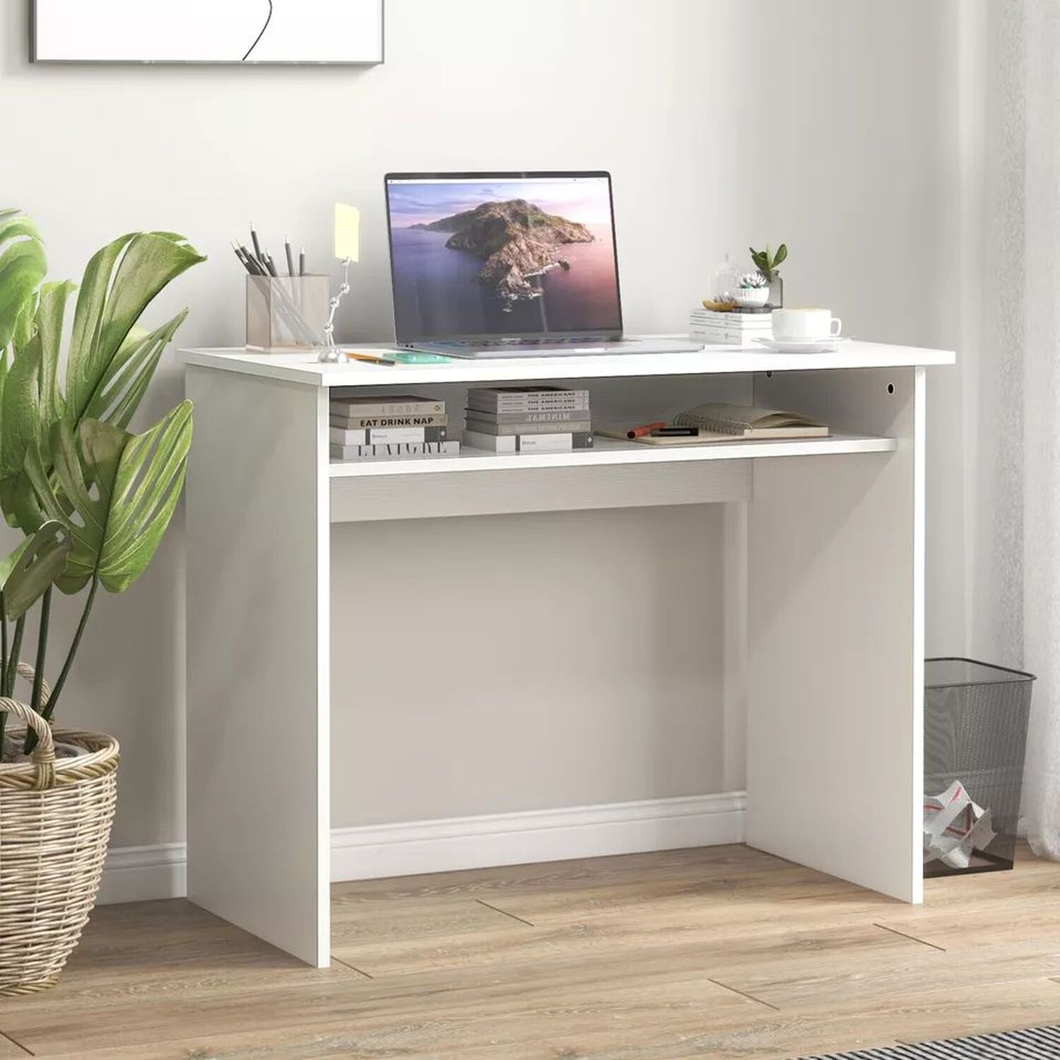 Study Work Station Compute Desk - White