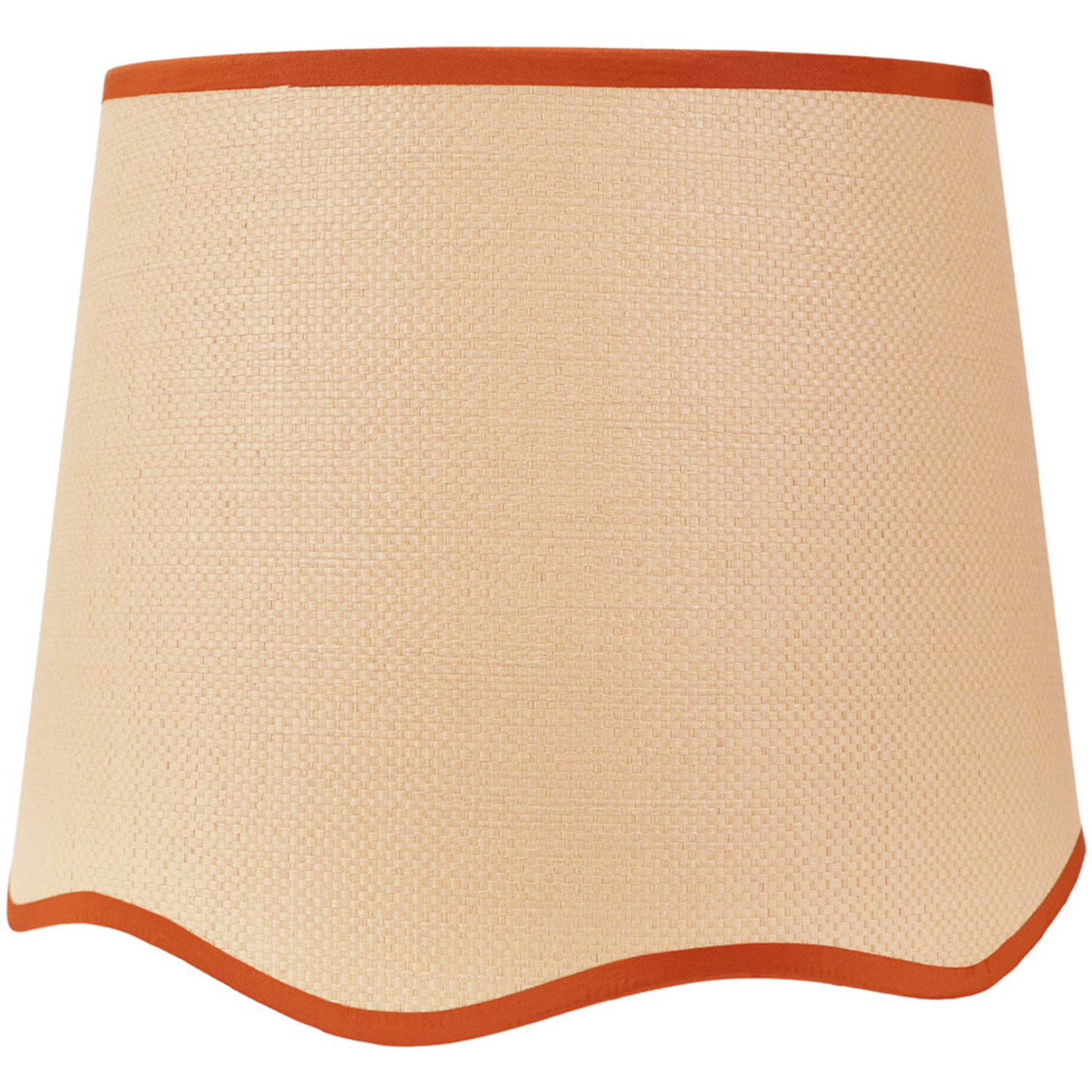 Dutton Large Natural Fabric Scallop Edge Lamp Shade with LED Bulb - Rust