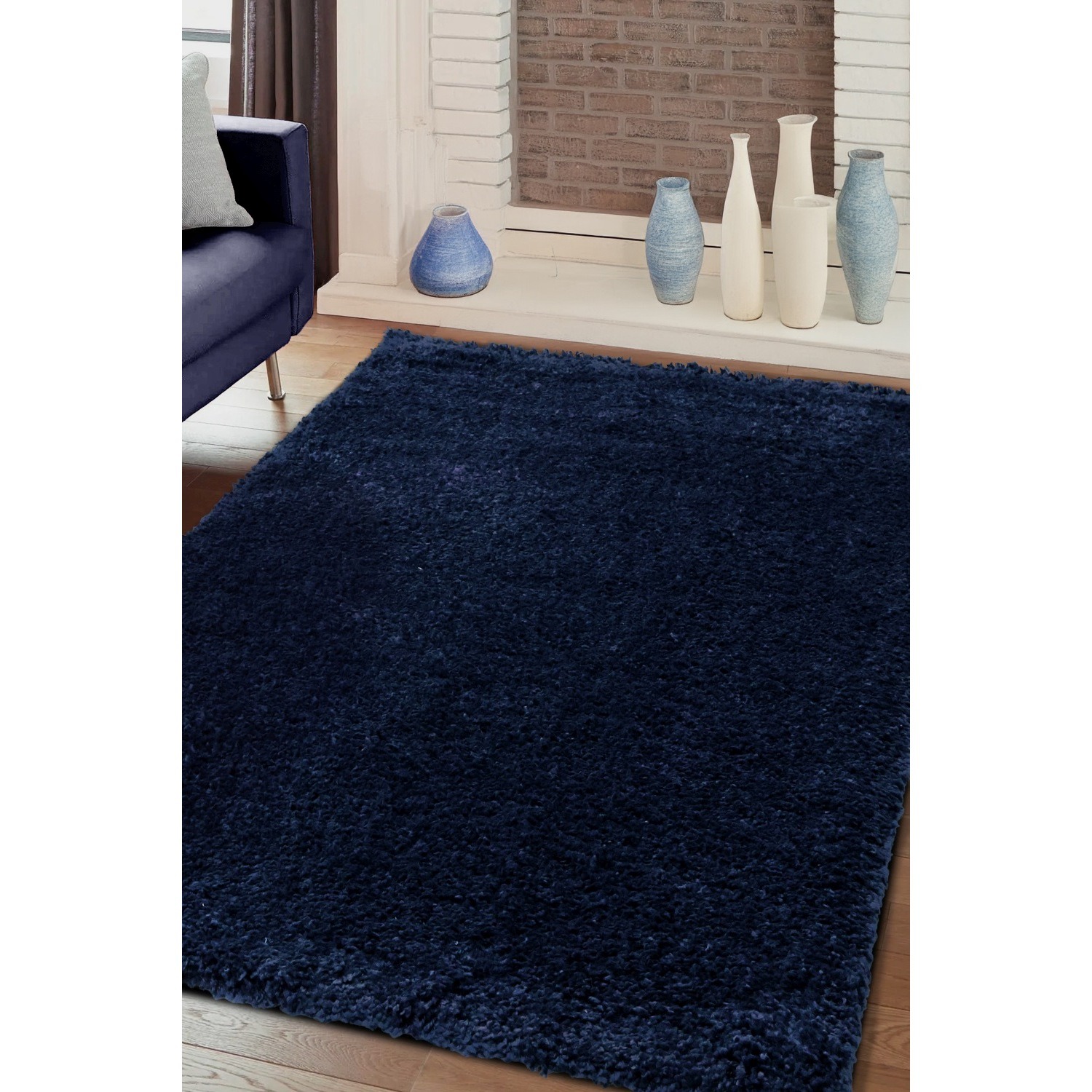 Super Soft Venus Shaggy Navy Area Rug - Navy / 200x290cm