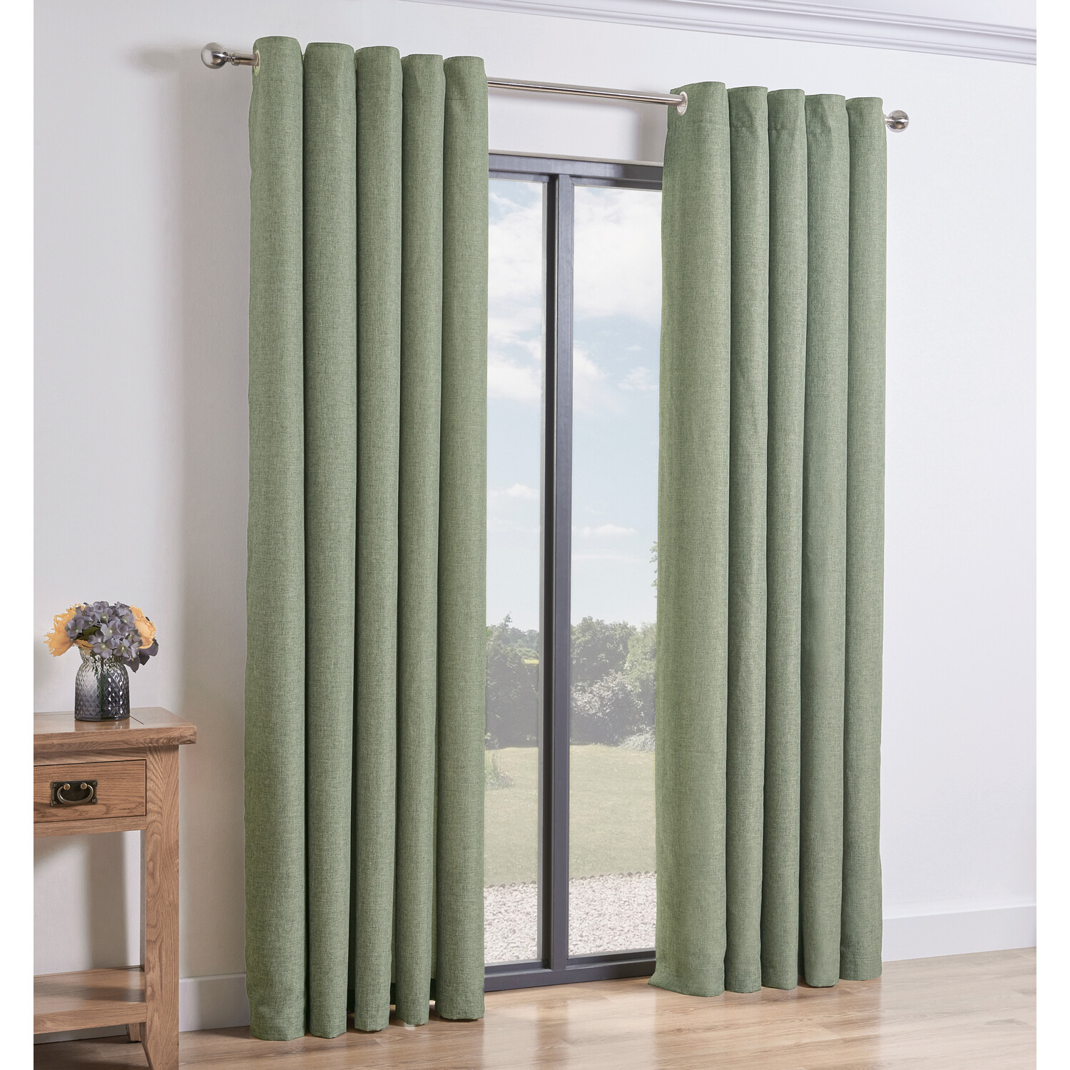 Taylor Blackout Eyelet Curtains - Green / 229cm