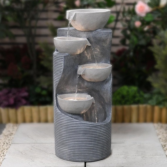 Four Bowl Cascading Water Feature with LED Light