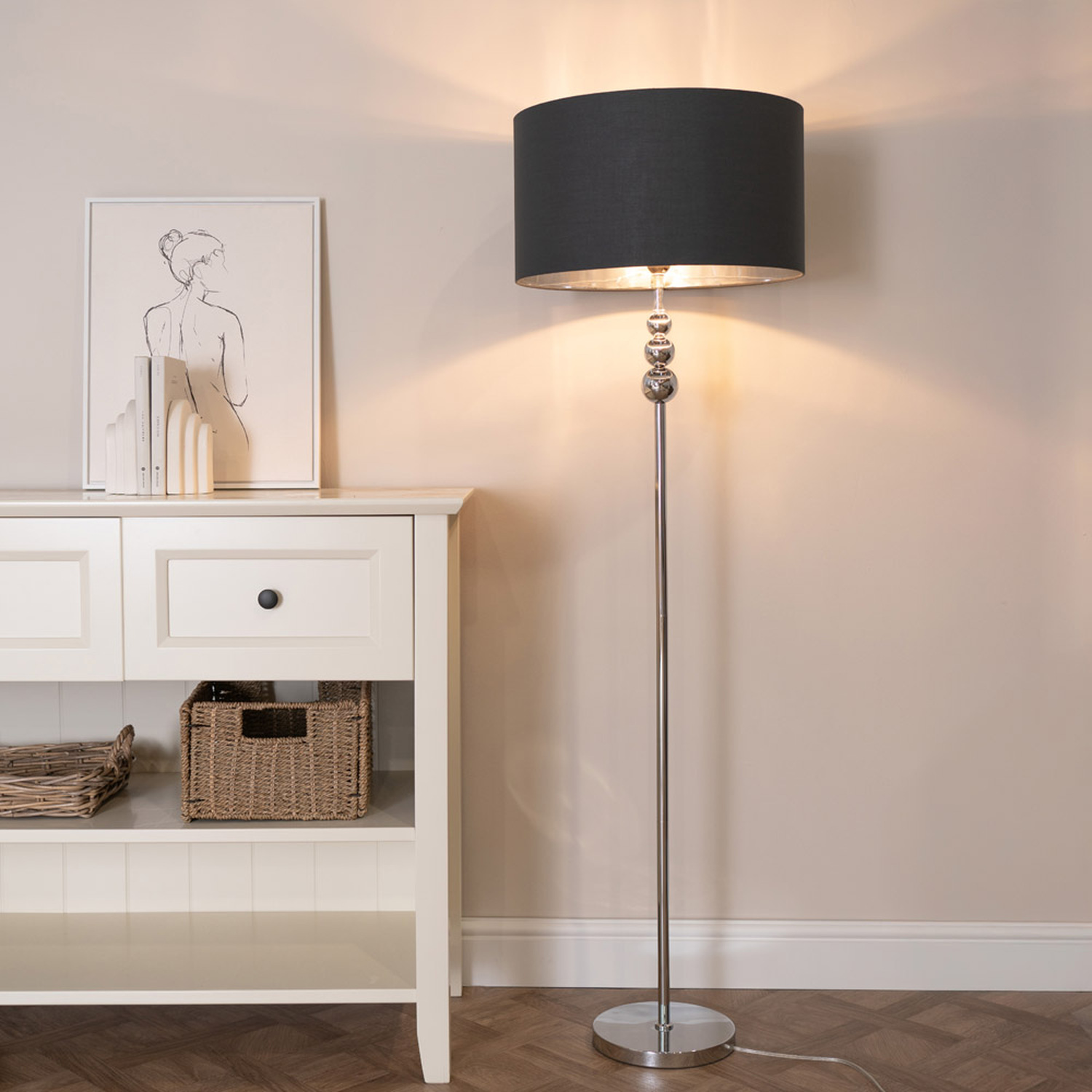 Marissa Chrome Lamp With Metallic Shade - Black