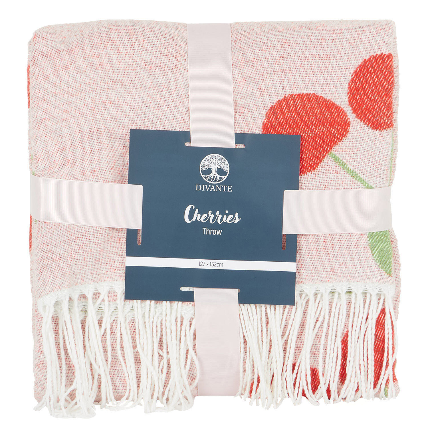 Cherries Jacquard Throw - Pink