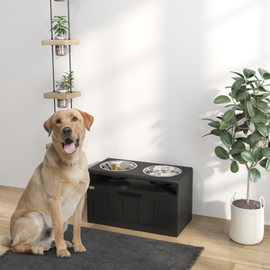 PawHut Raised Dog Bowl with Slow Feeder Mat Stainless Steel Bowl