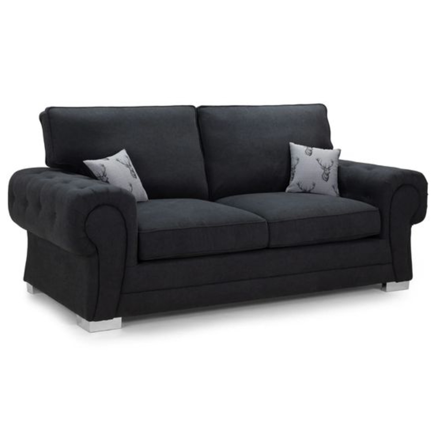 Verona 3 And 2 Seater Fullback Sofa Set - Black