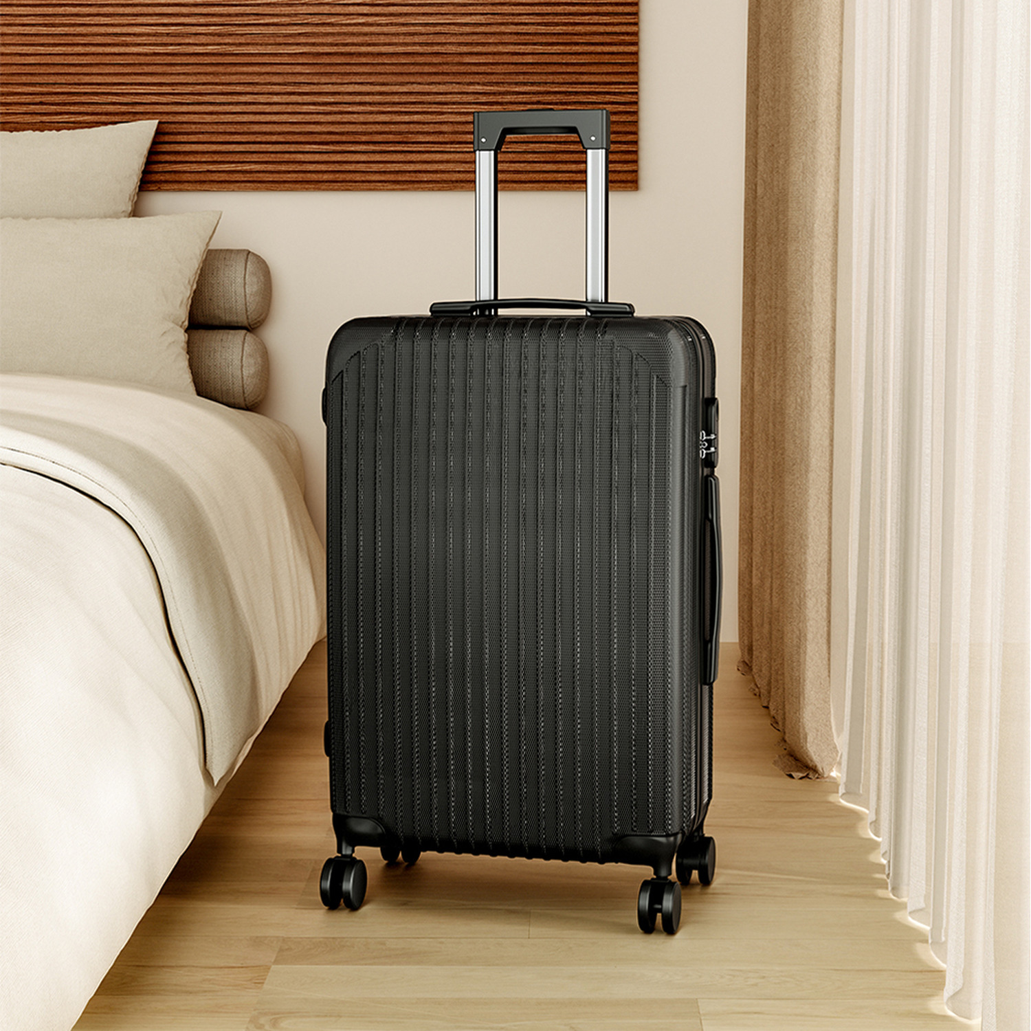 Hardshell Spinner Wheel Luggage Suitcase - Black / 72l