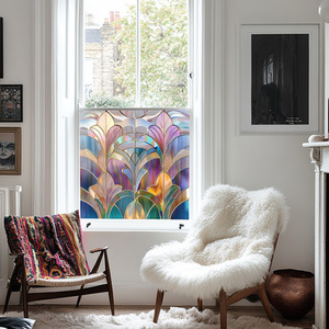 Gradara Art Deco Stained Glass Privacy Window Film