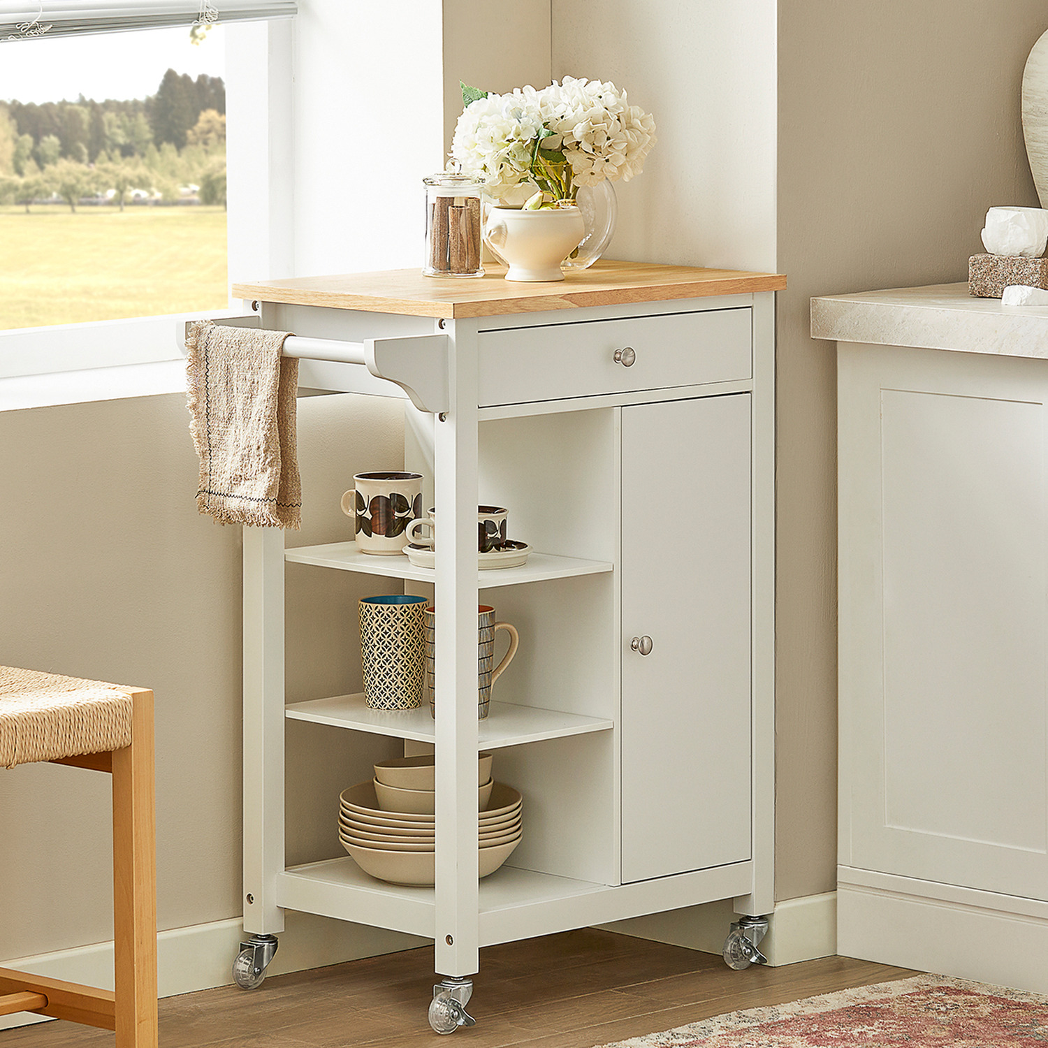 Sobuy Kitchen Serving Storage Trolley Cart - White