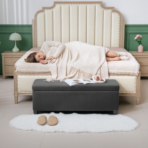 HOMCOM 112cm Storage Ottoman Bench with Lid Legs