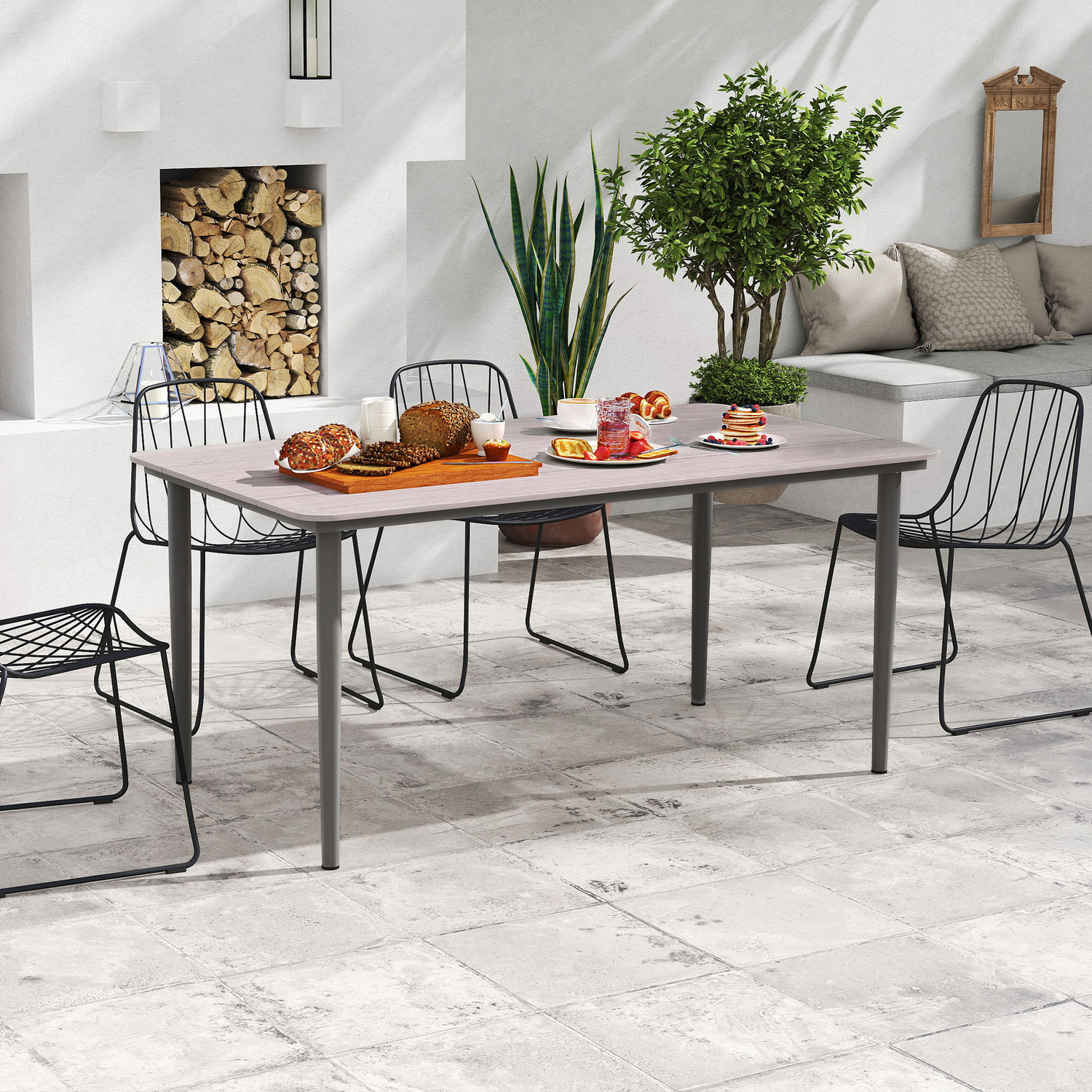 Outsunny Garden Table with Rust Resistant Metal Frame
