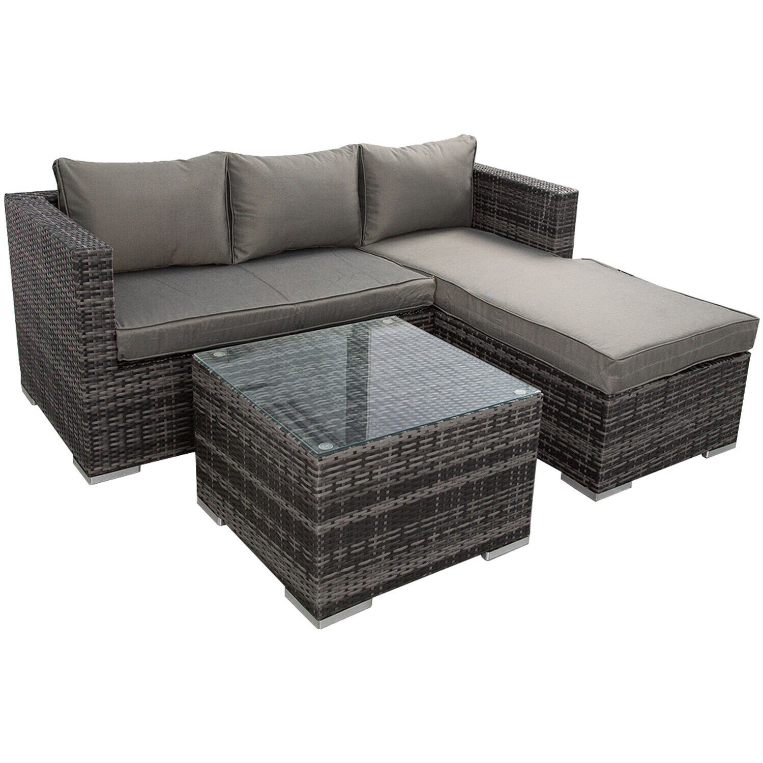 FURNITURE ONE 4 Seater Aluminium Garden Dining Set, 120CM Round Table in Beige | Size: 4 Person