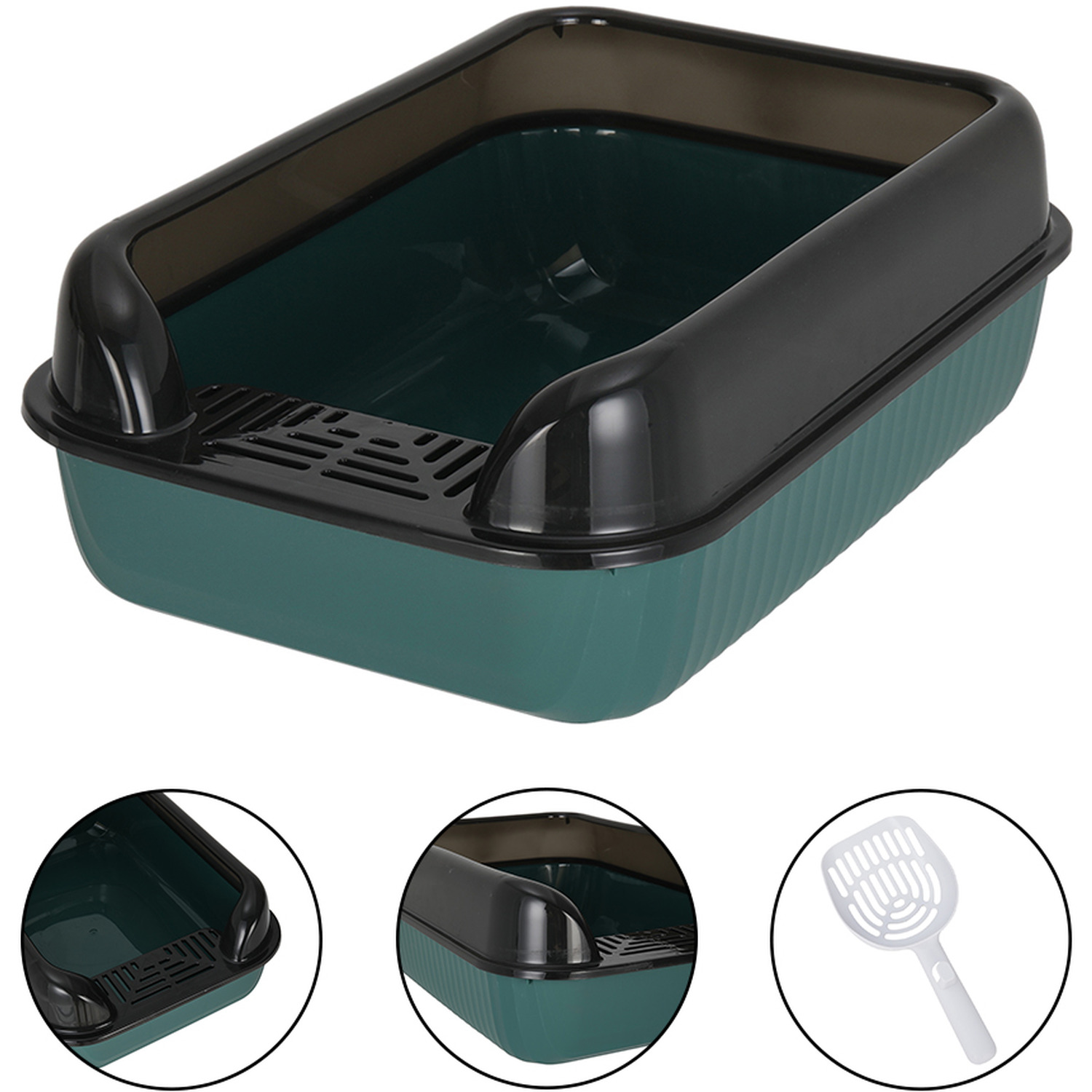 Kidkid Large Semi Closed Cat Litter Box Anti Splash Design - Black
