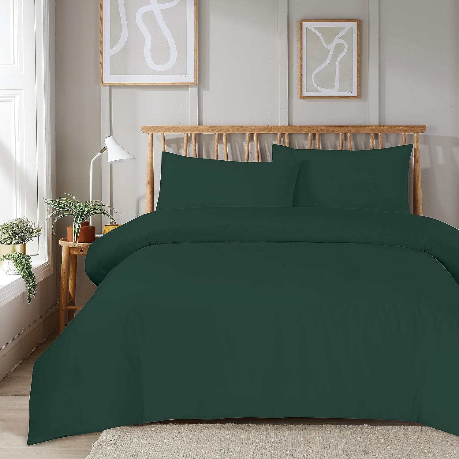 Super Soft Plain Duvet Set - Emerald Green Single