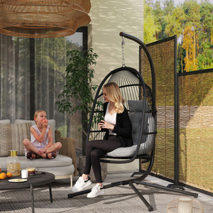 Outsunny Rattan Hanging Egg Chair with Stand