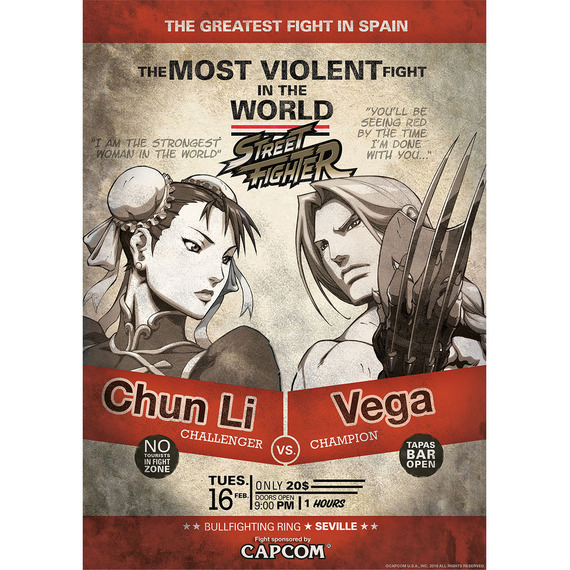 Street Fighter Limited Edition Chun Li vs Vega A3 Art Print