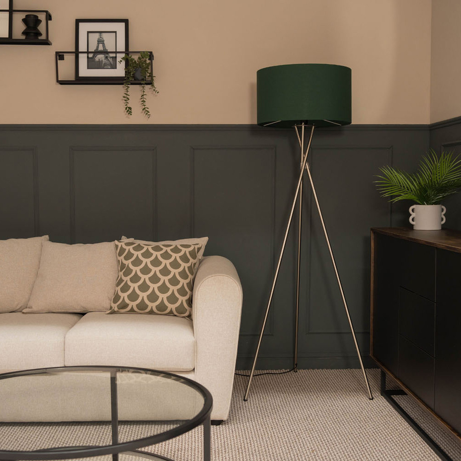Image of Camden Brushed Chrome Tripod Floor Lamp&hellip;