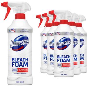Domestos Mint Boost Bleach Foam Spray Toilet  Bathroom Cleaner 450ml, 6 Pack