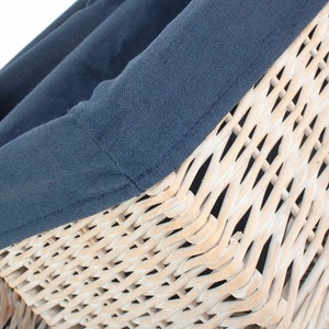 White Wash Navy Lined Open Storage Basket