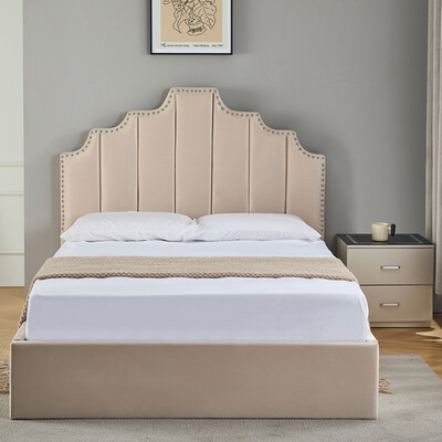 Cream Double Lipton Ottoman Bed