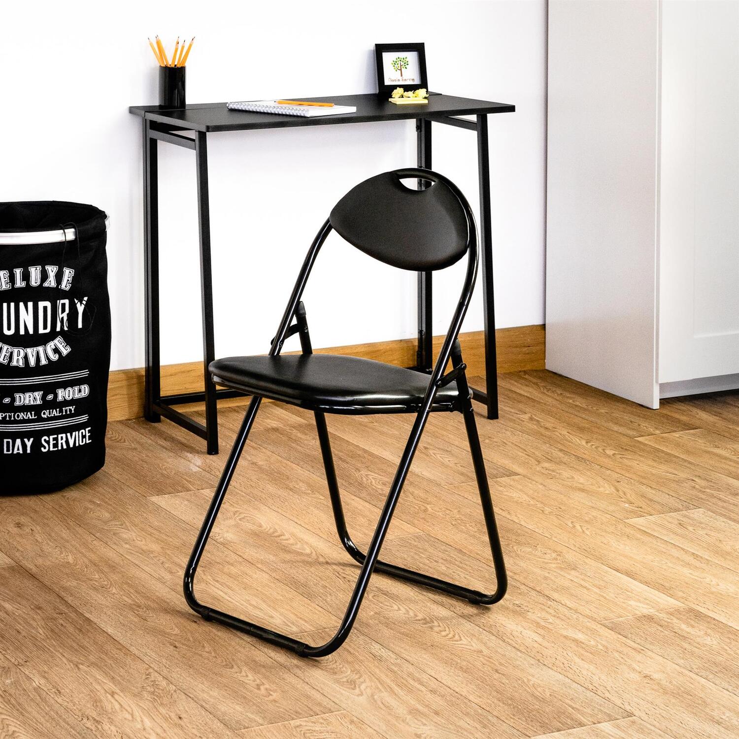 Deluxe Folding Chair and Wooden Desk Set