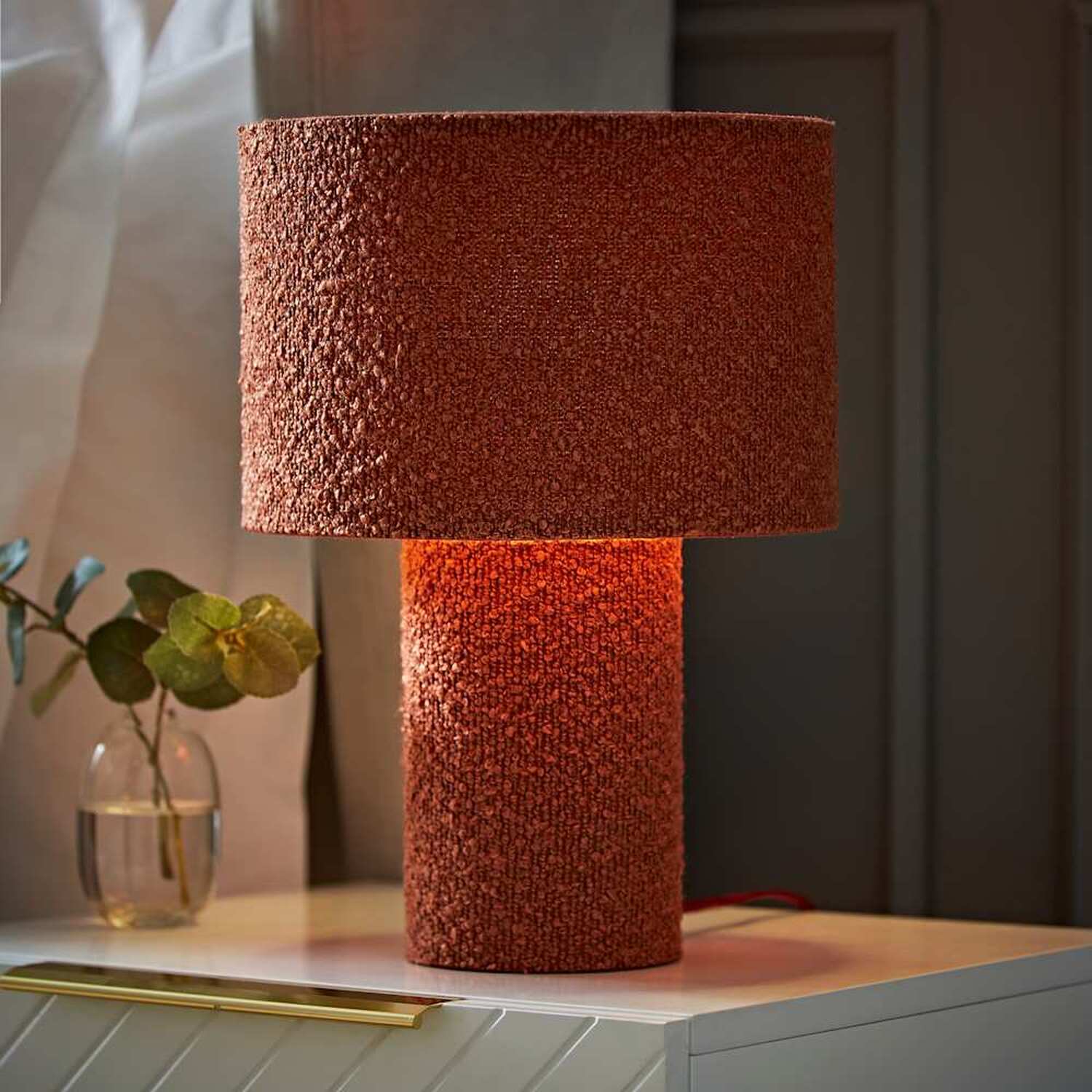Image of Ash Boucle Table Lamp with Drum&hellip;