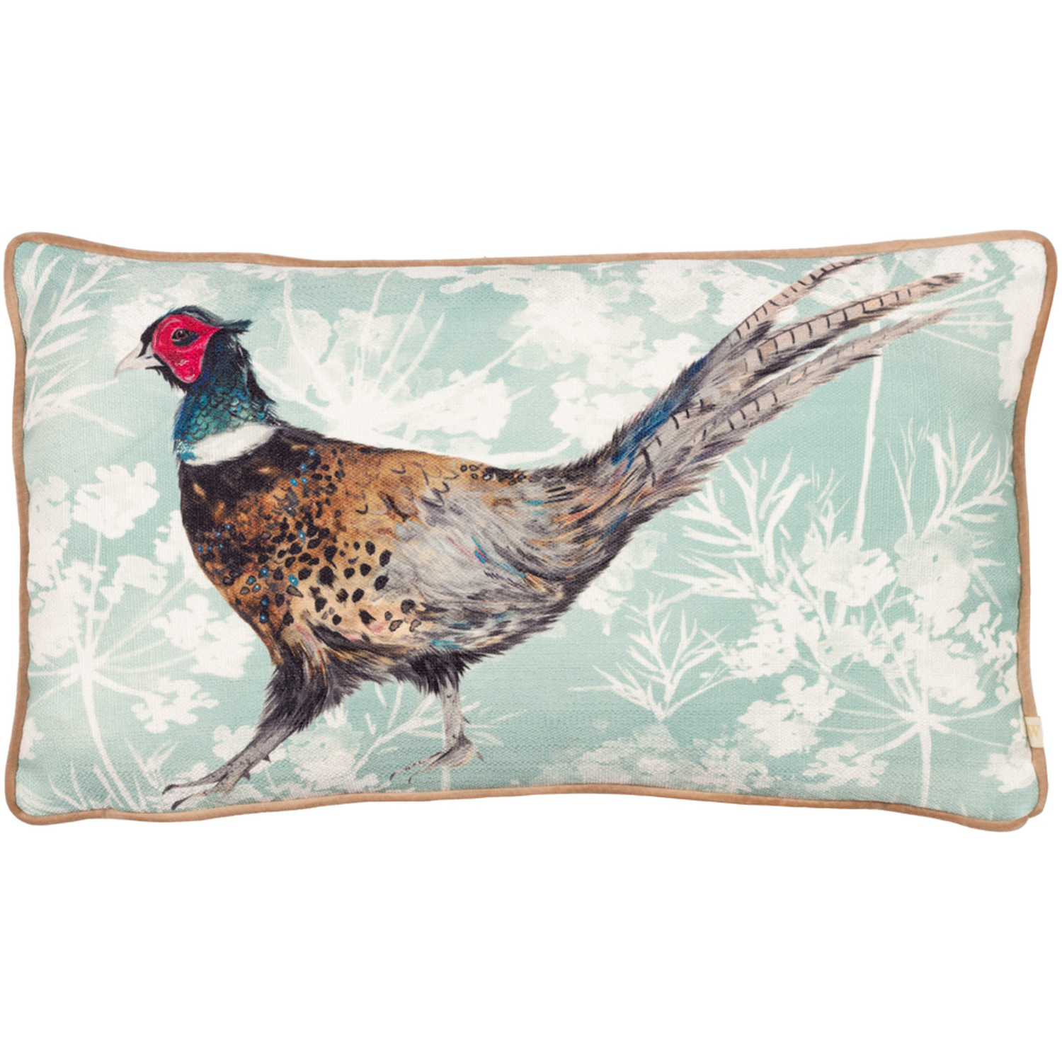 Manor Pheasant Piped Cushion 30 x 50cm - Blue / Feather