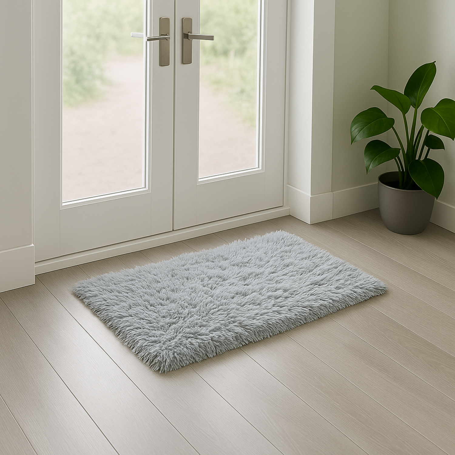 Supersoft Shaggy High Pile 40x60cm Mat - Silver