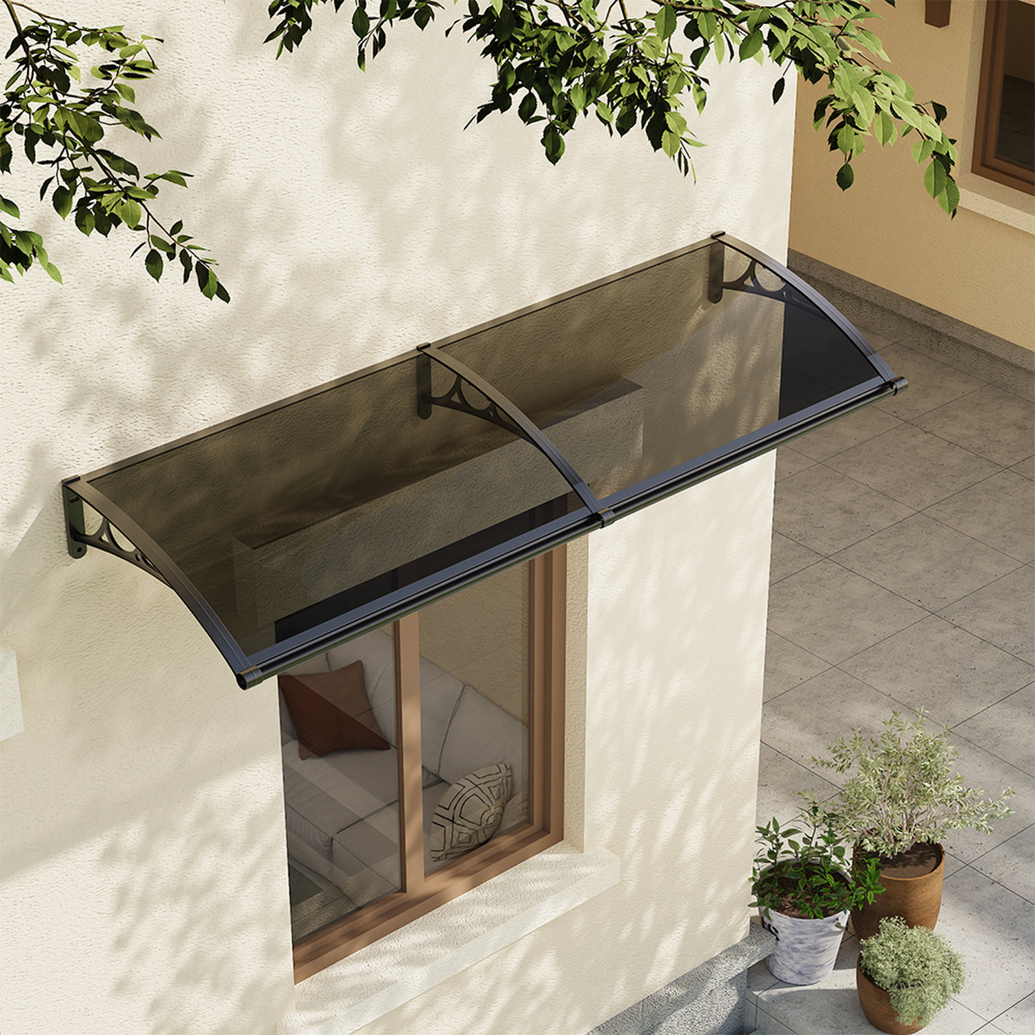 Image of Black Frame Dark Grey Door Canopy&hellip;