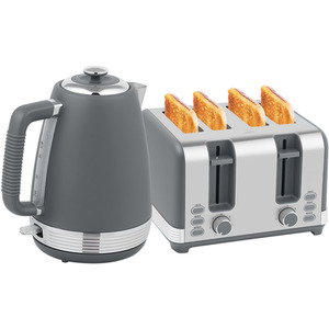 HOMCOM Stainless Steel Kettle and Toaster Set, 1.7L 3000W Rapid Boil Jug Kettle