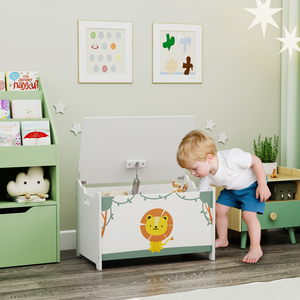 AIYAPLAY Toy Box with Lid, Safety Hinges for Kids