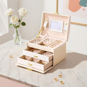 PU Leather Jewellery Box with Mechanism Key Lock
