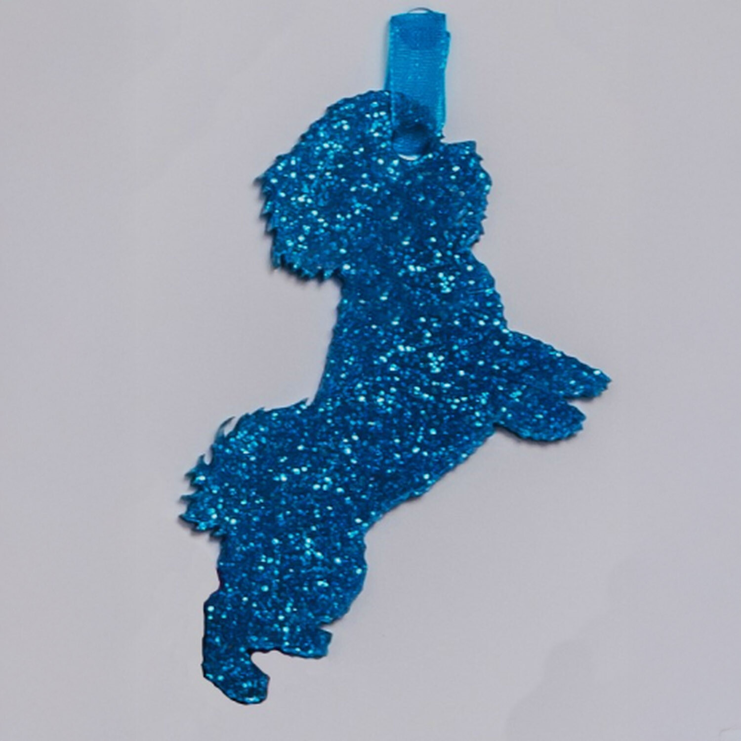 Glitter Bichon Frise Christmas Decoration - Blue