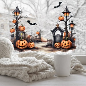 Pumpkin Patch Halloween Window Sticker with Jack O Lanterns