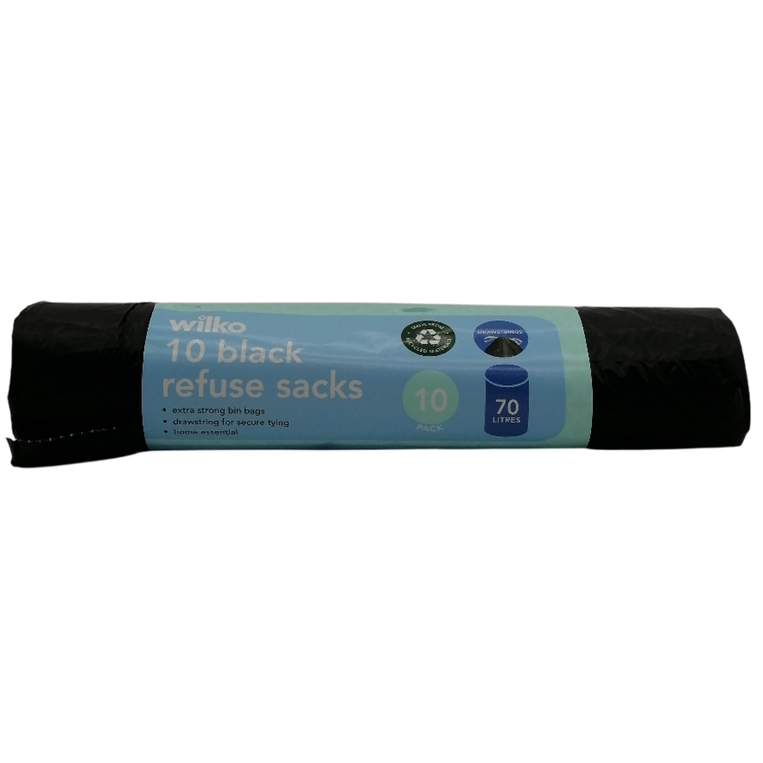 Pack of 10 Drawstring Refuse Sacks 70L