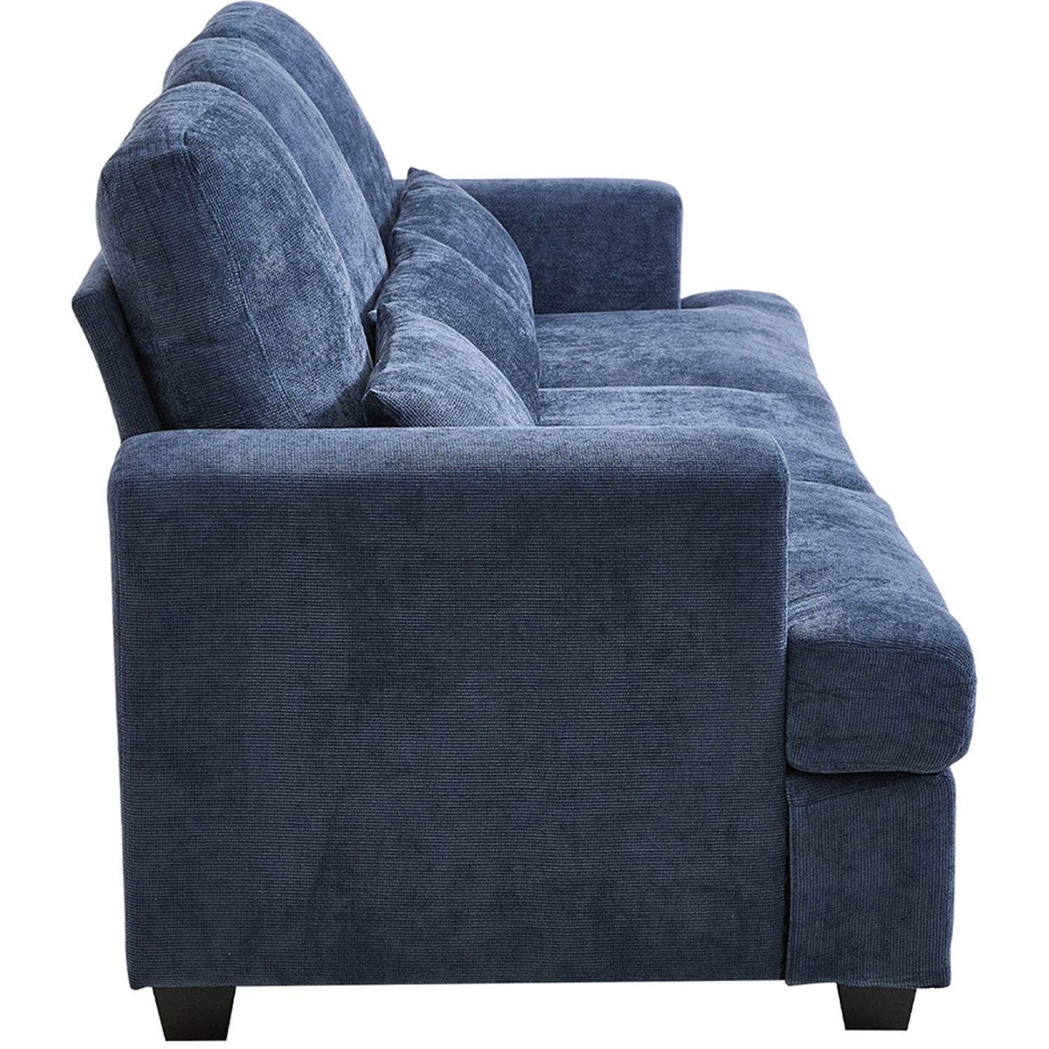 3-seater Chenille Upholstered Sofa With Pillows - Blue