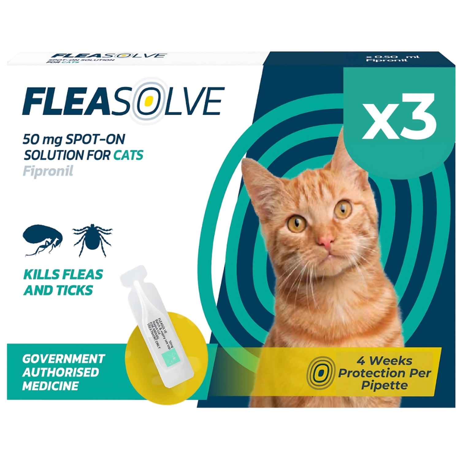 FleaSolve Flea and Tick Spot-On Treatment for Cats