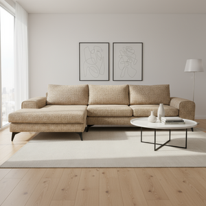 Beige / Left-hand Venice Basket Weave Fabric Corner Sofa shot 11026564