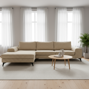Cream / Left-hand Venice Basket Weave Fabric Corner Sofa shot 11026723