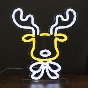 Light up Christmas Reindeer Face Table Top Neon Sign