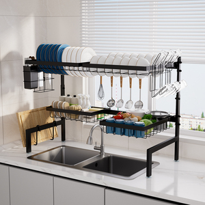 Adjustable 2 Tier Over Sink Dish Drying Rack