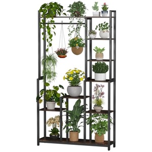 Large Industrial Metal Plant Stand With Storage Shelves